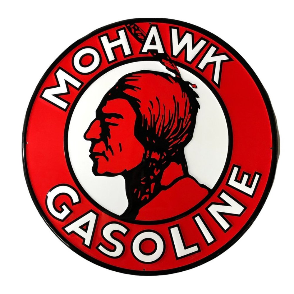 Mohawk Gasoline LARGE Metal Sign   Measures: 17.5 Inch Diameter